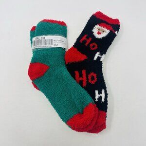 Hue Womens One Size 2 Pack Christmas Stocking Stuffer Fuzzy Crew Socks 1935